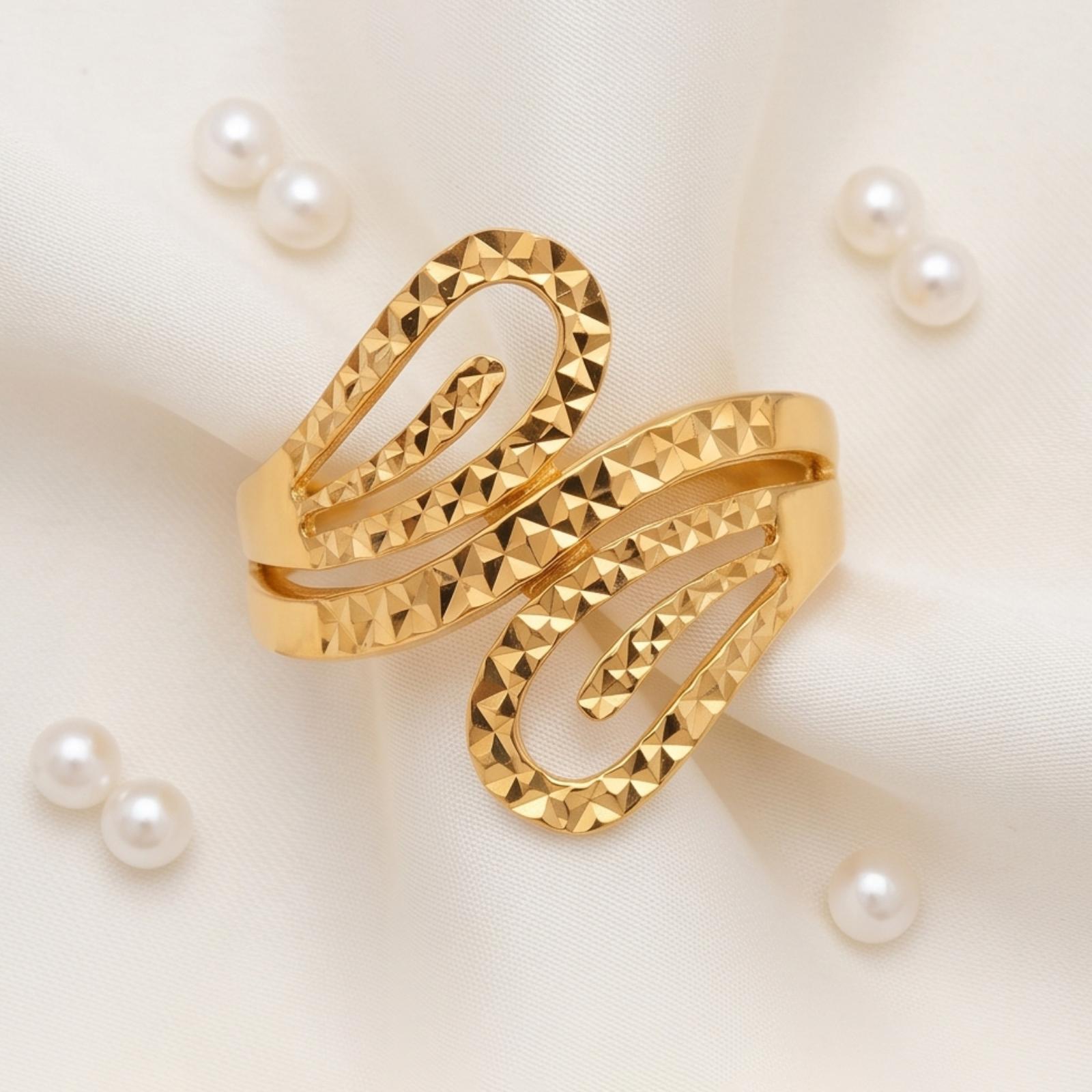 Classic 18K Gold Ring with Sophisticated Design and Brilliant Golden Finish Available from Bafleh Jewellery - Image 6