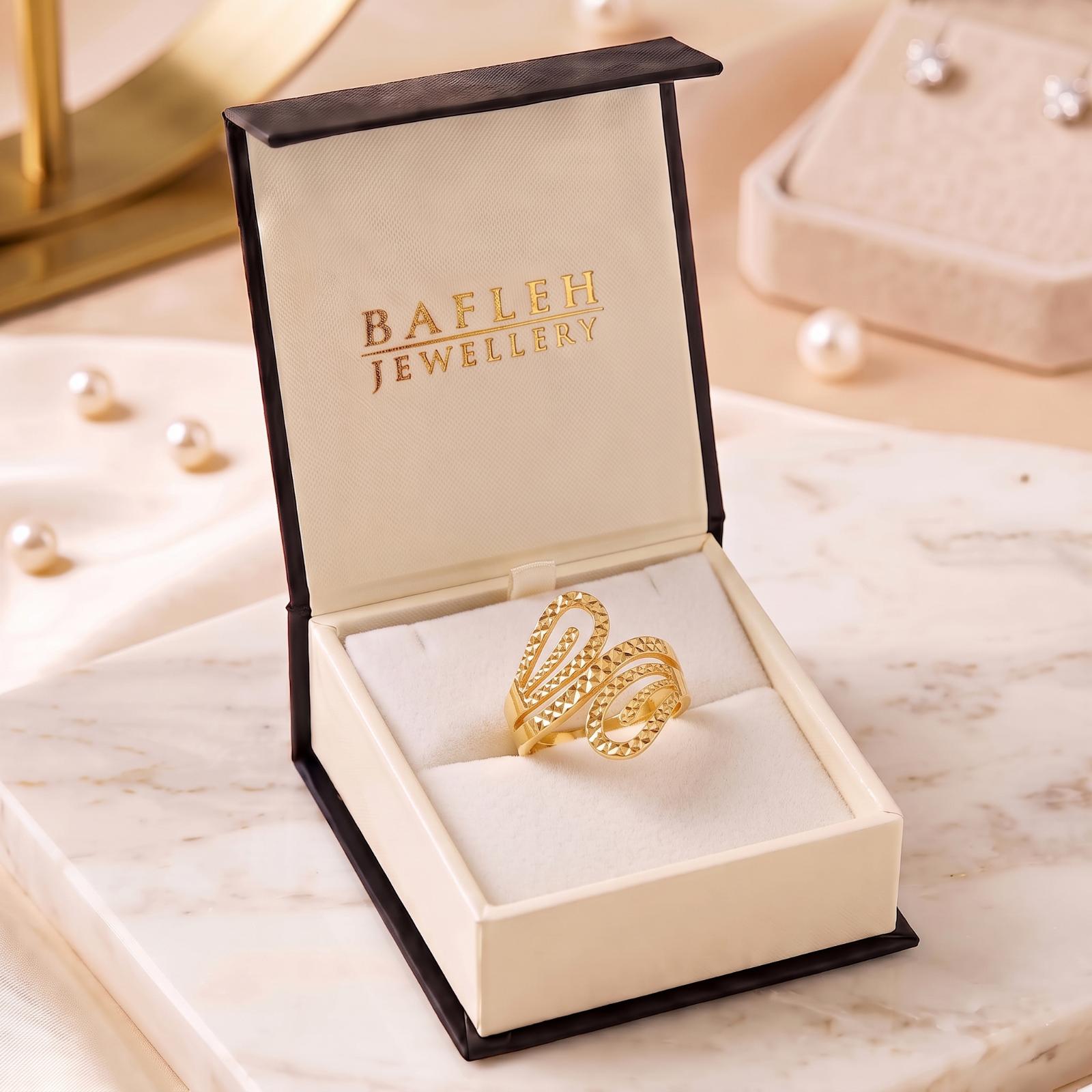 Classic 18K Gold Ring with Sophisticated Design and Brilliant Golden Finish Available from Bafleh Jewellery - Image 7