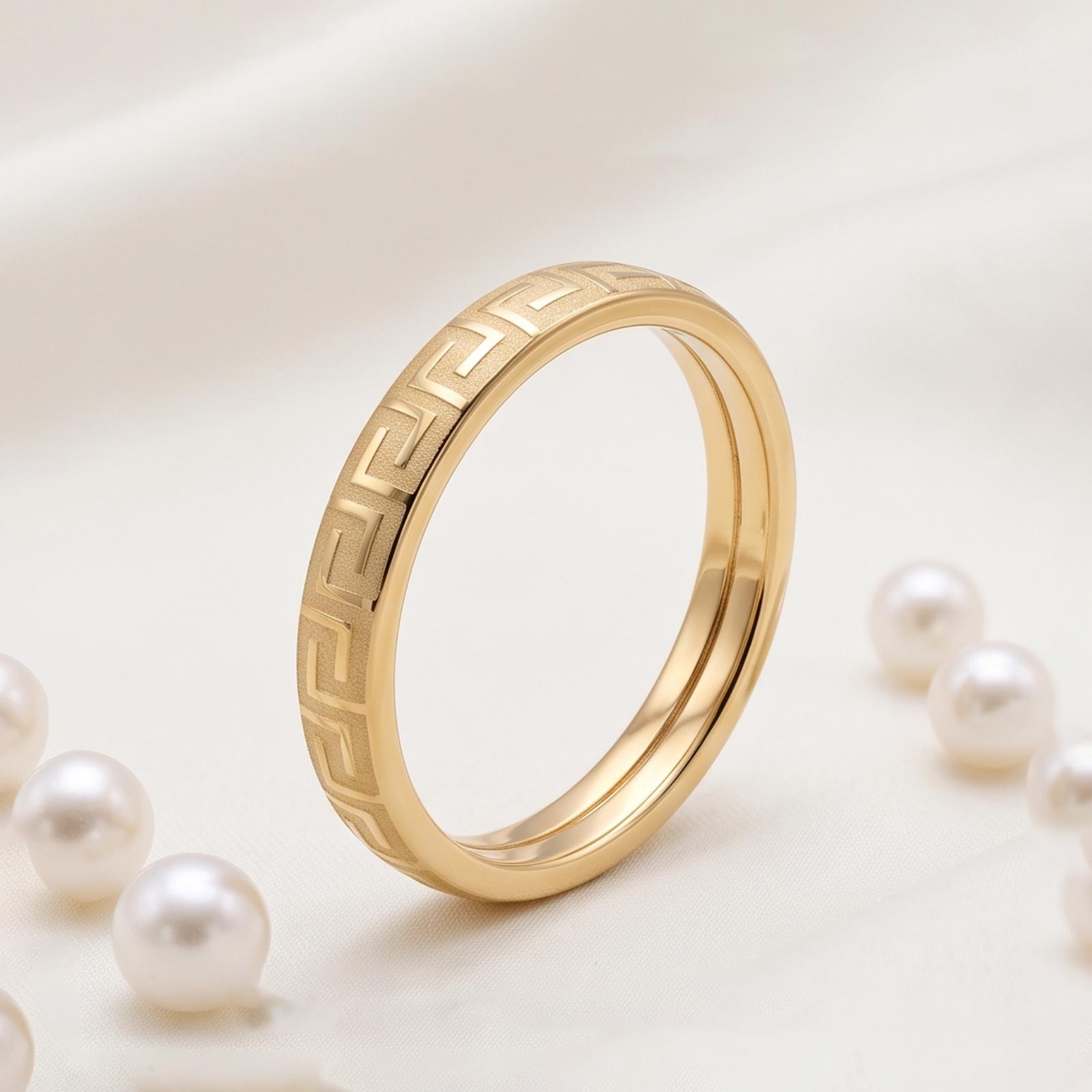 Elegant 18K Gold Ring Crafted with Timeless Beauty and Sophisticated Design Available at Bafleh Jewellery - Image 4