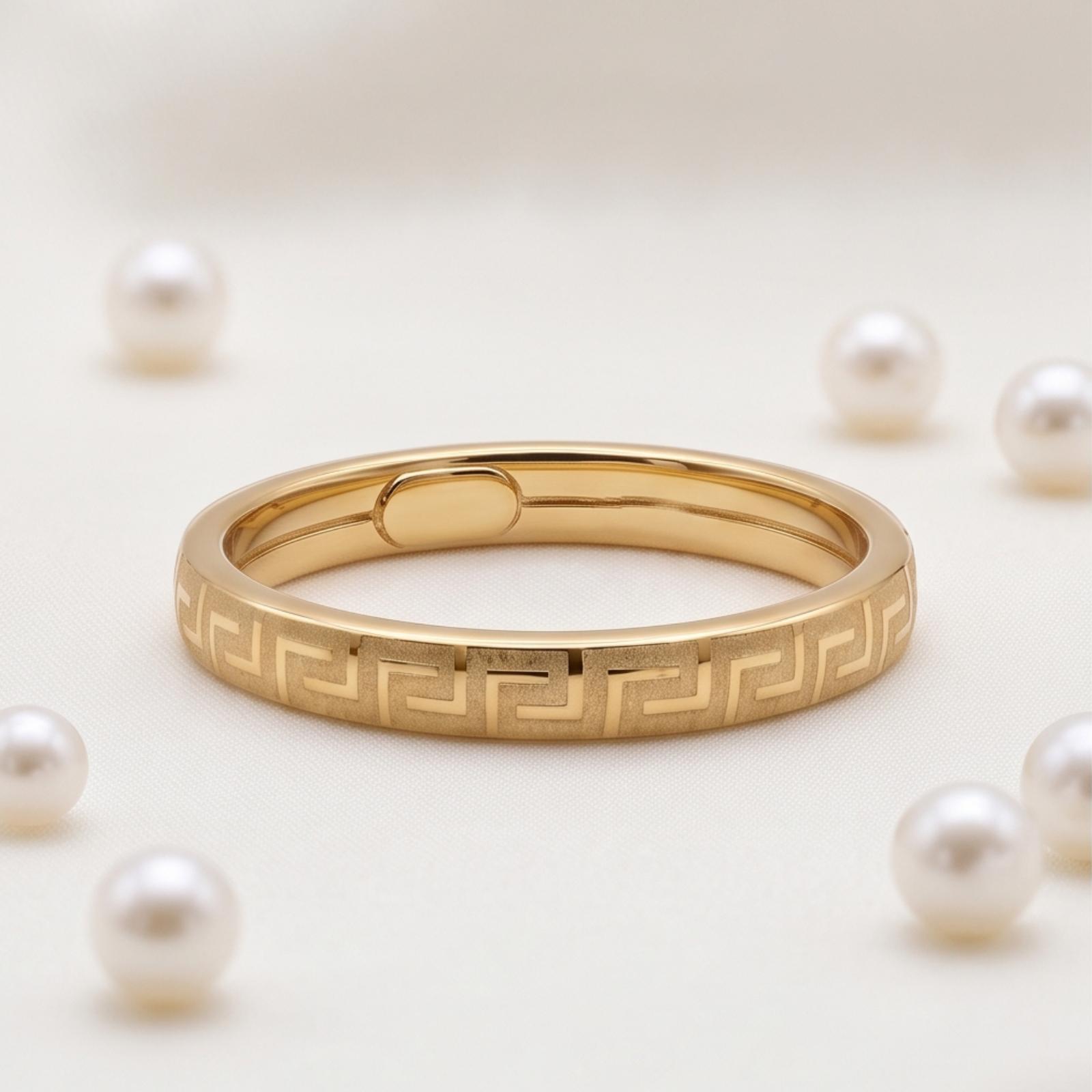 Elegant 18K Gold Ring Crafted with Timeless Beauty and Sophisticated Design Available at Bafleh Jewellery - Image 5