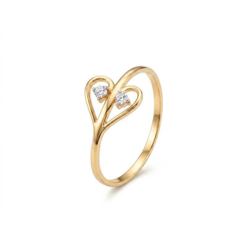 Delicate Lightweight 18K Gold Ring With Sparkling Natural Diamond Elegance