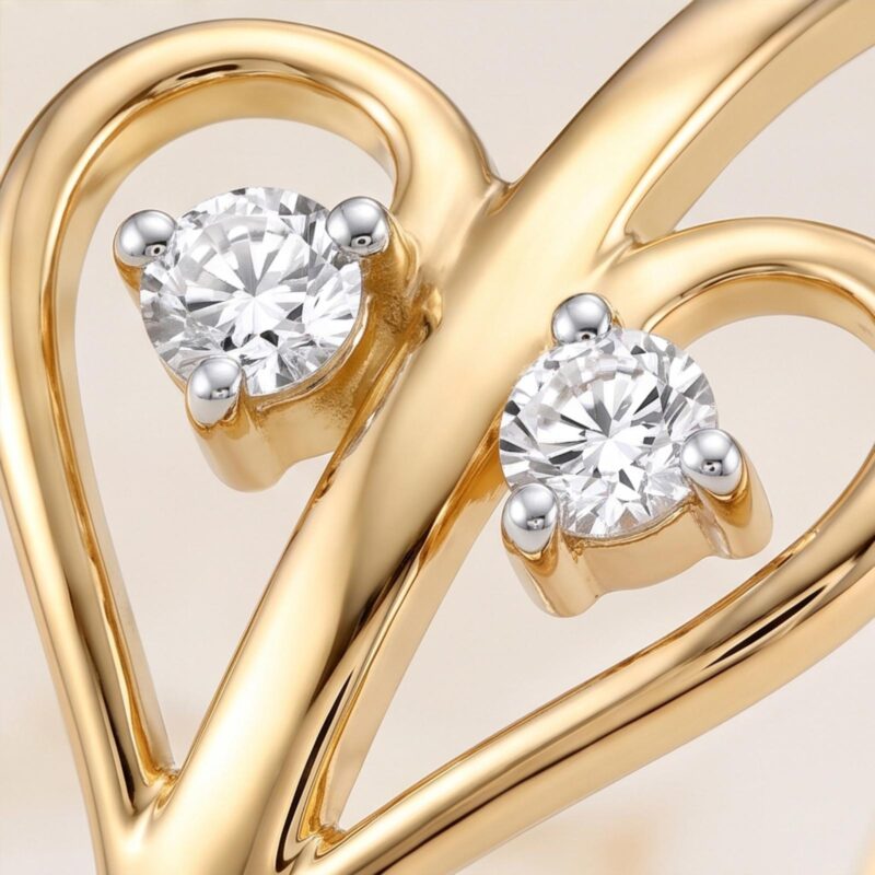 Alternative view of Delicate Lightweight 18K Gold Ring With Sparkling Natural Diamond Elegance