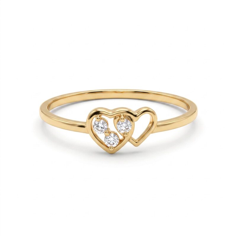 Minimalist Lightweight 18K Gold Ring With Exquisite Natural Diamond Detailing