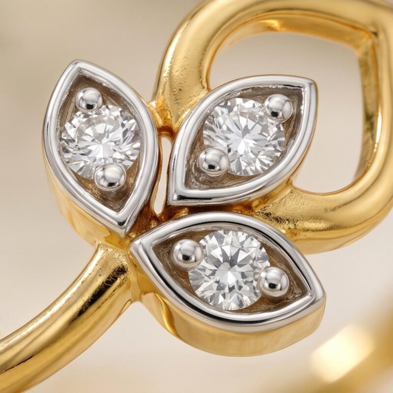 Alternative view of Sophisticated 18K Gold Lightweight Ring Embellished With Natural Diamonds