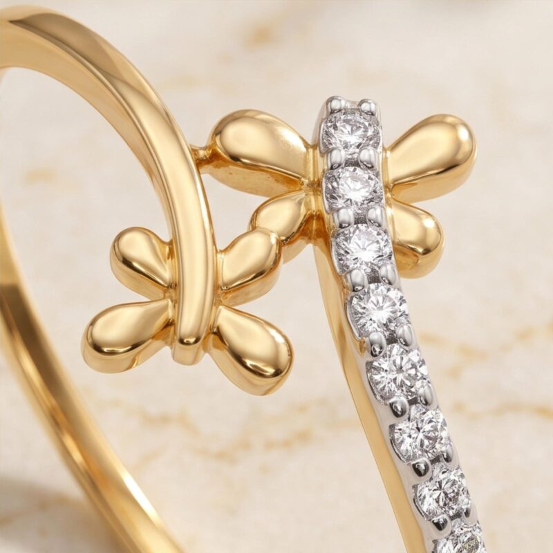 Alternative view of Refined Lightweight 18K Gold Natural Diamond Ring For Modern Elegance