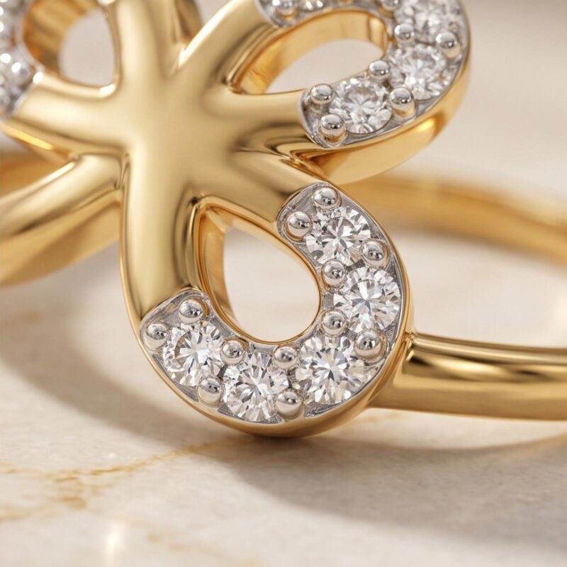 Alternative view of Timeless 18K Gold Lightweight Ring Featuring Brilliant Natural Diamonds