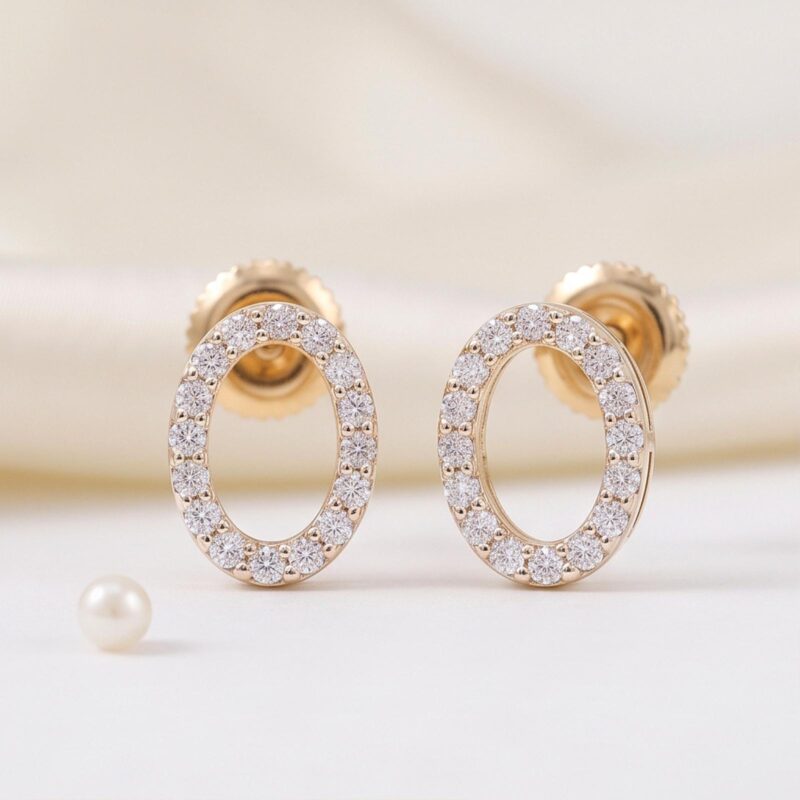 Elegant Diamond Stud Earrings in 18K Gold Crafted for Everyday Luxury and Special Occasions by Bafleh Jewellery