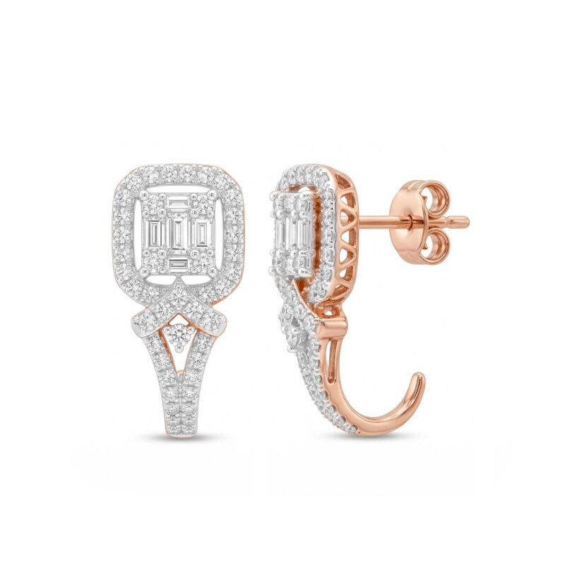 Premium 18K Gold Earrings with Natural Diamonds for Luxury and Lasting Beauty