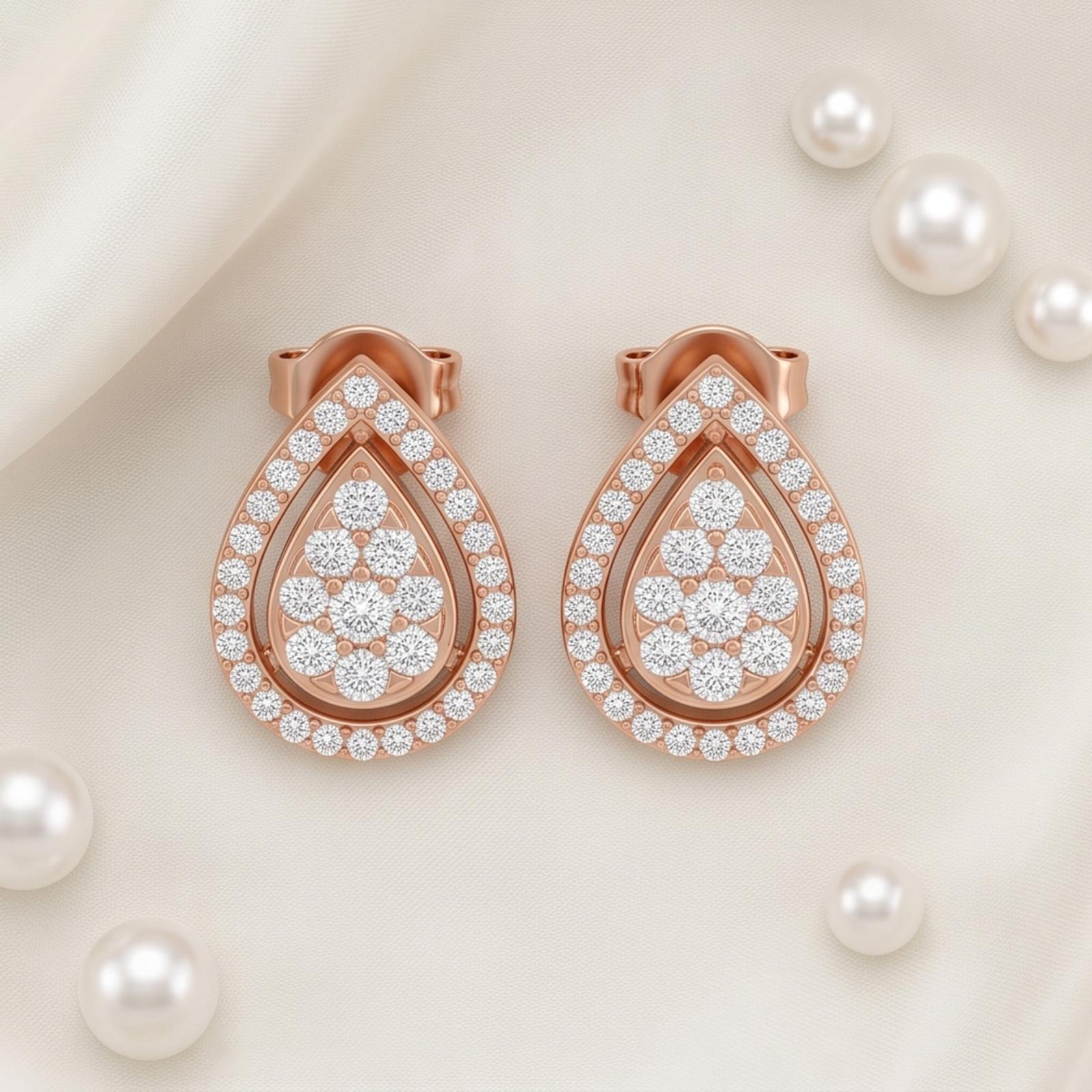 Luxury 18K Gold & Natural Diamond Earrings - Image 4