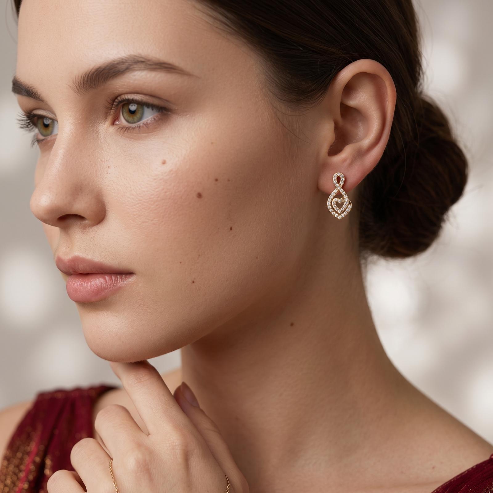 18K Gold Earrings with Brilliant Natural Diamonds - Image 3