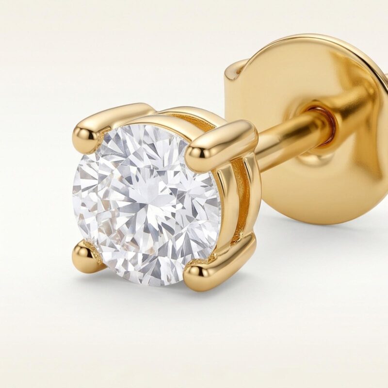 Alternative view of Bafleh Jewellery 18K Yellow Gold Classic Single Diamond Studs