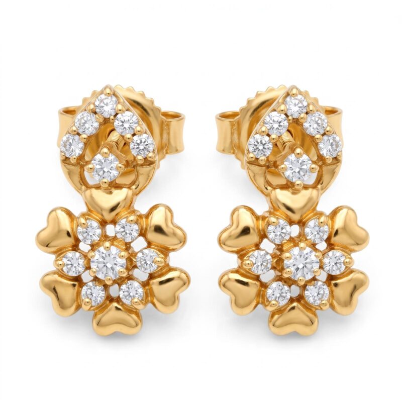 Sophisticated 18K Gold & Natural Diamond Earrings
