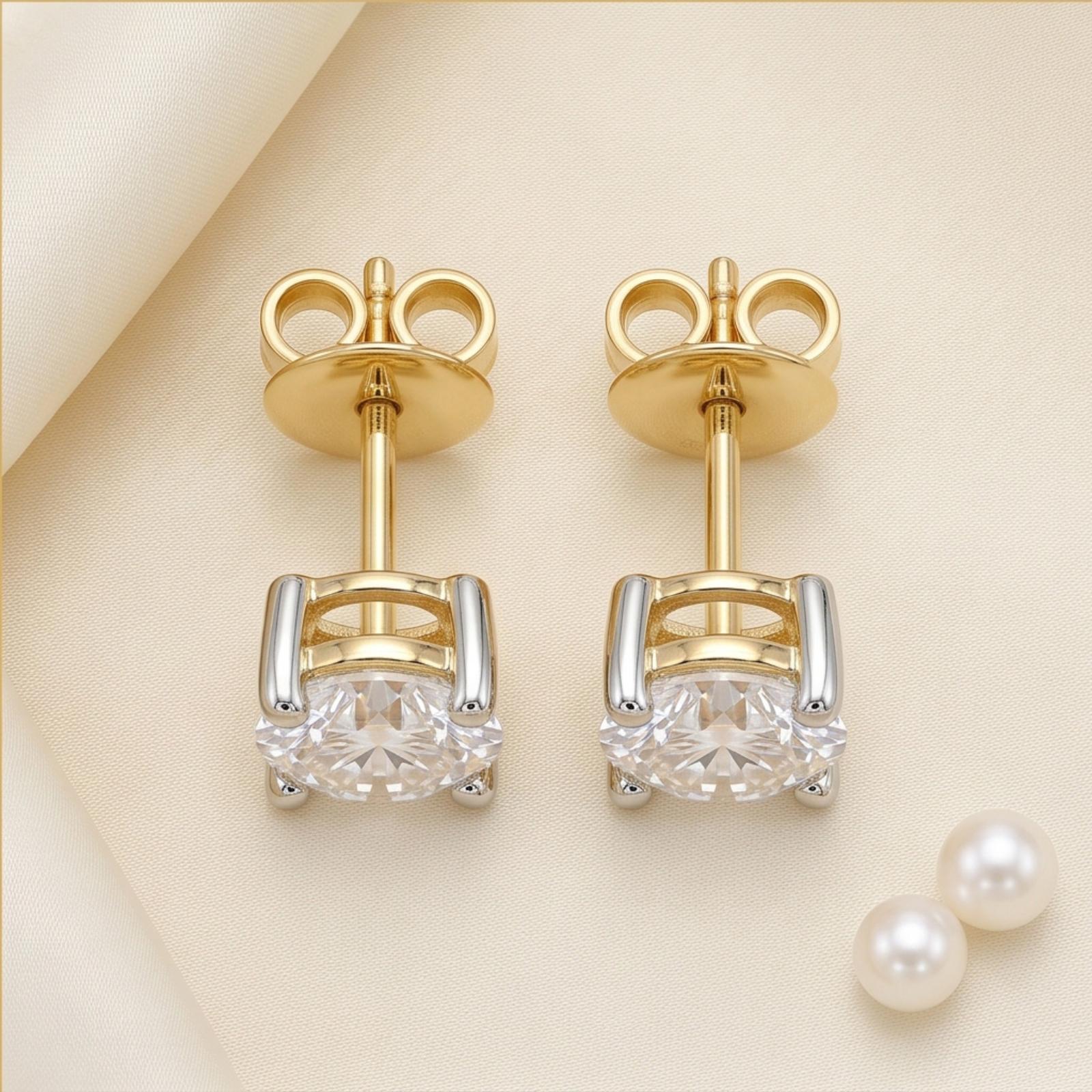 18KT Gold Diamond Earrings with Lab Grown Diamonds - Image 4