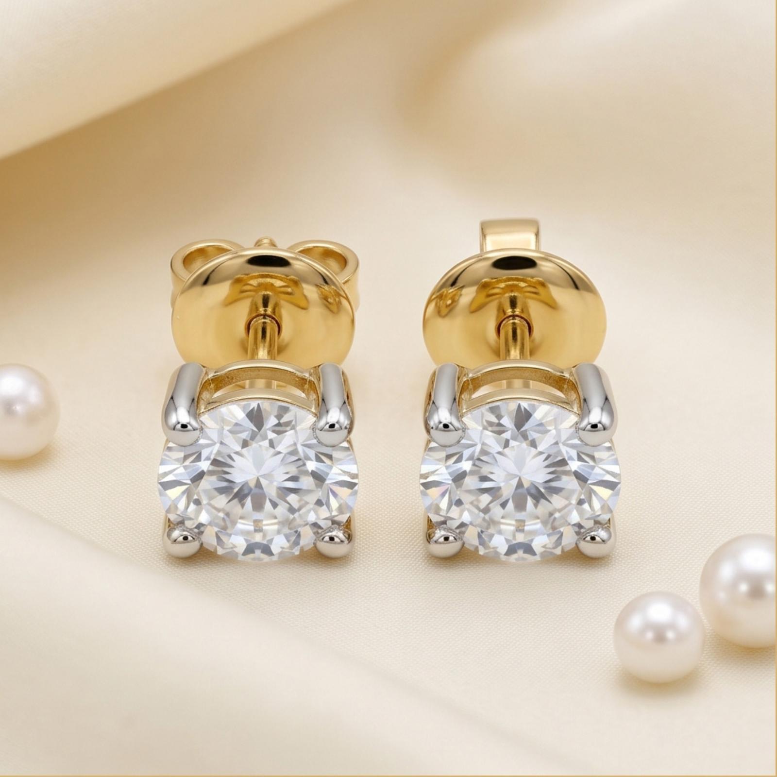 18KT Gold Diamond Earrings with Lab Grown Diamonds - Image 5