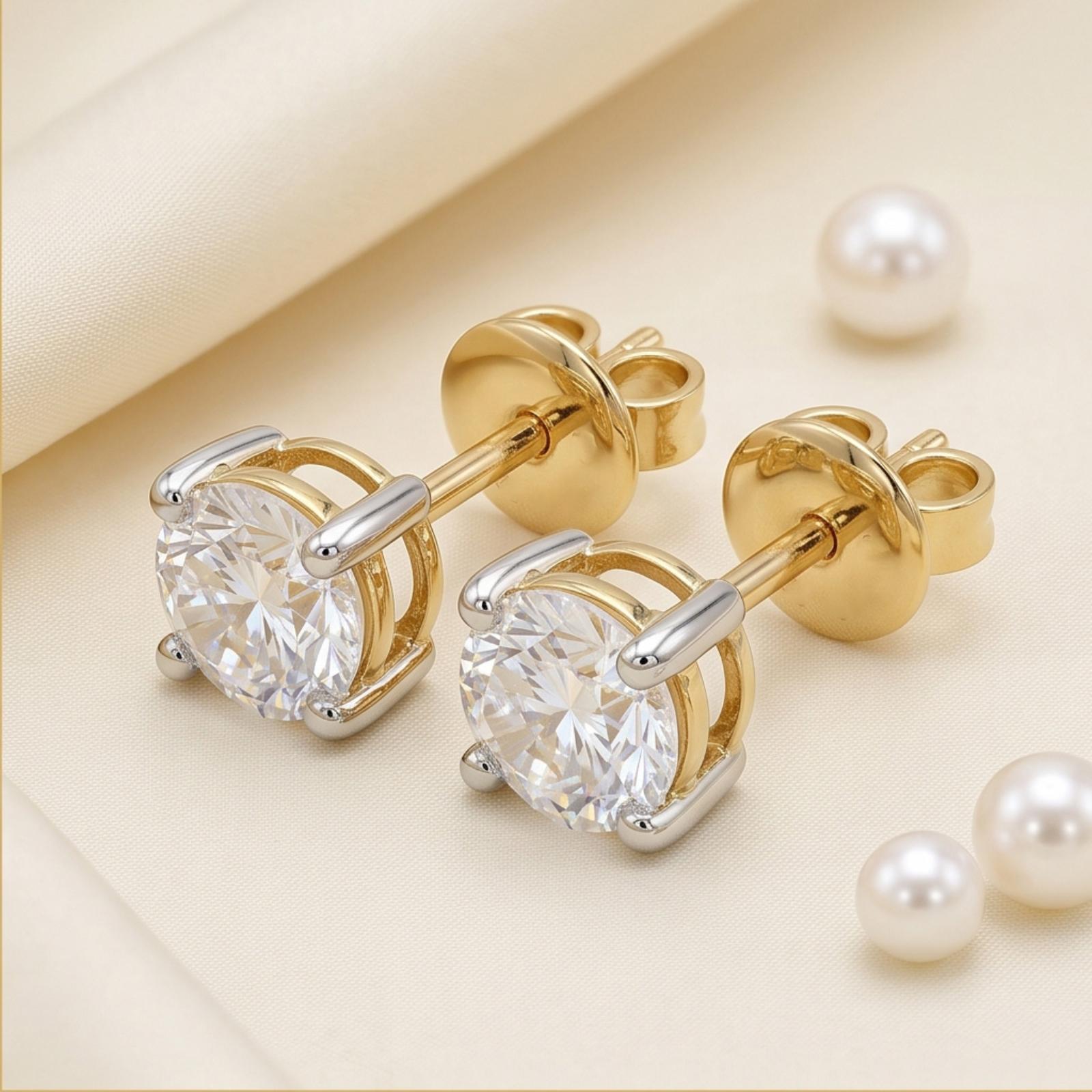 18KT Gold Diamond Earrings with Lab Grown Diamonds - Image 6
