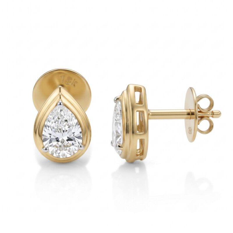 18KT Gold & Lab Grown Diamond Earrings from Bafleh Jewellery