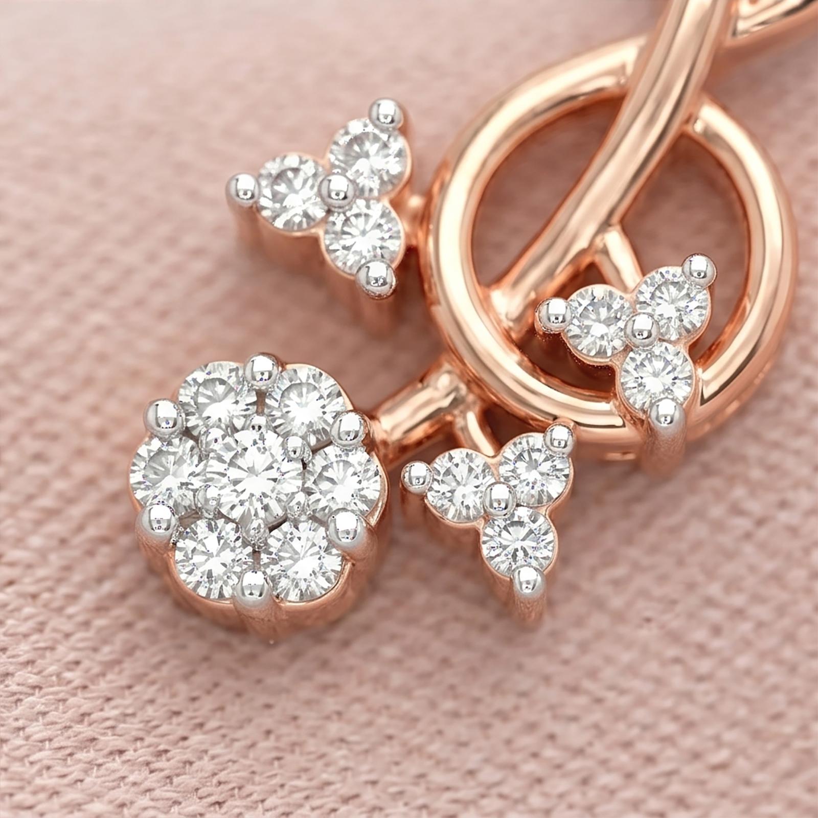 Elegant 18K Rose Gold Stud Earrings with Natural Diamonds |Now Available at Bafleh Jewellery - Image 2