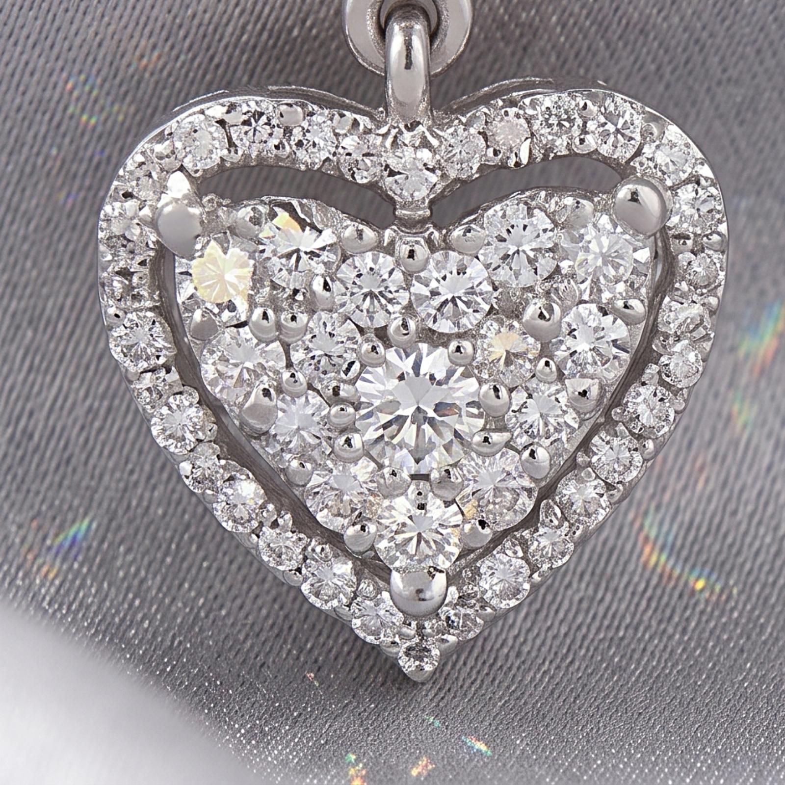 Fine Jewelry Heart Shape 18K Gold Earrings Studs in White Gold with Natural Diamonds| Bafleh Jewellery - Image 2