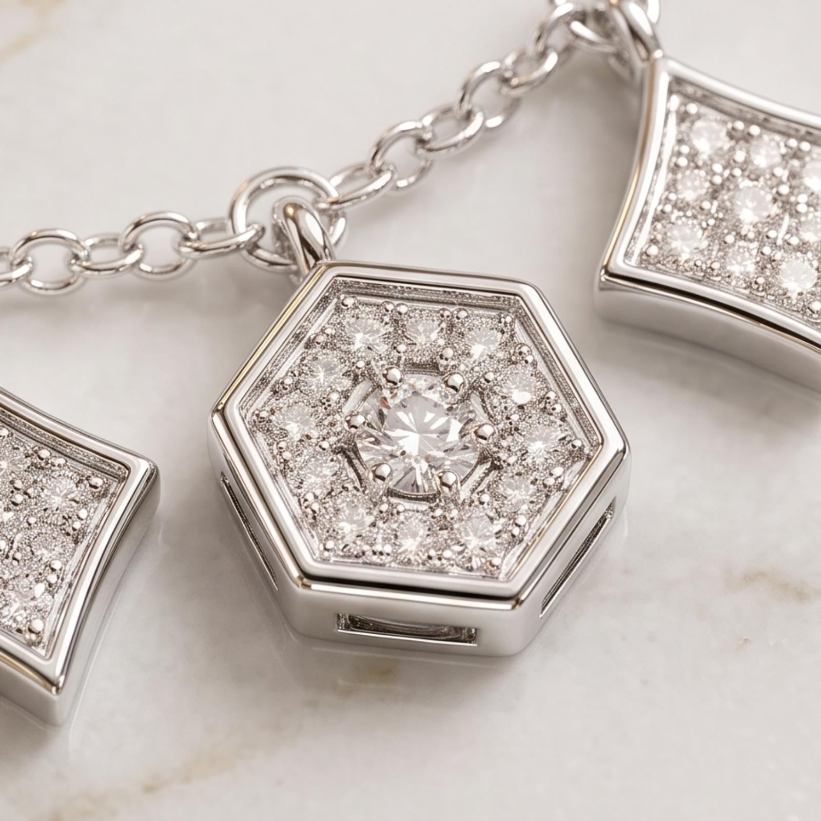 Elegant 18K White Gold Natural Diamond Necklace Bafleh Jewellery Exclusive - Image 4
