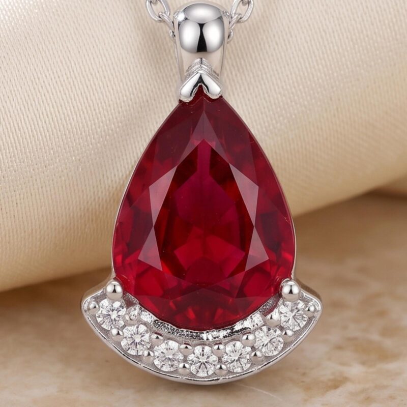 Alternative view of Luxury Ruby & Natural Diamond Necklace in 18K Gold