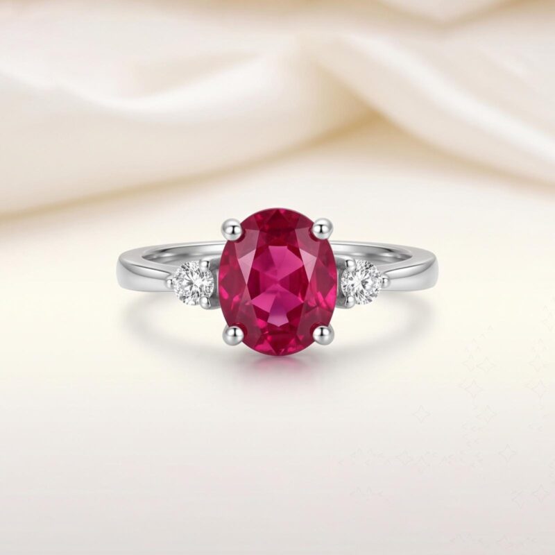 Natural Ruby & Natural Diamond Ring in 18K Gold