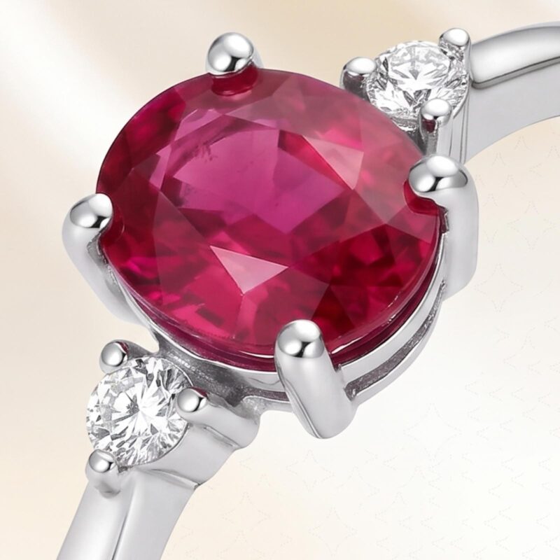 Alternative view of Natural Ruby & Natural Diamond Ring in 18K Gold