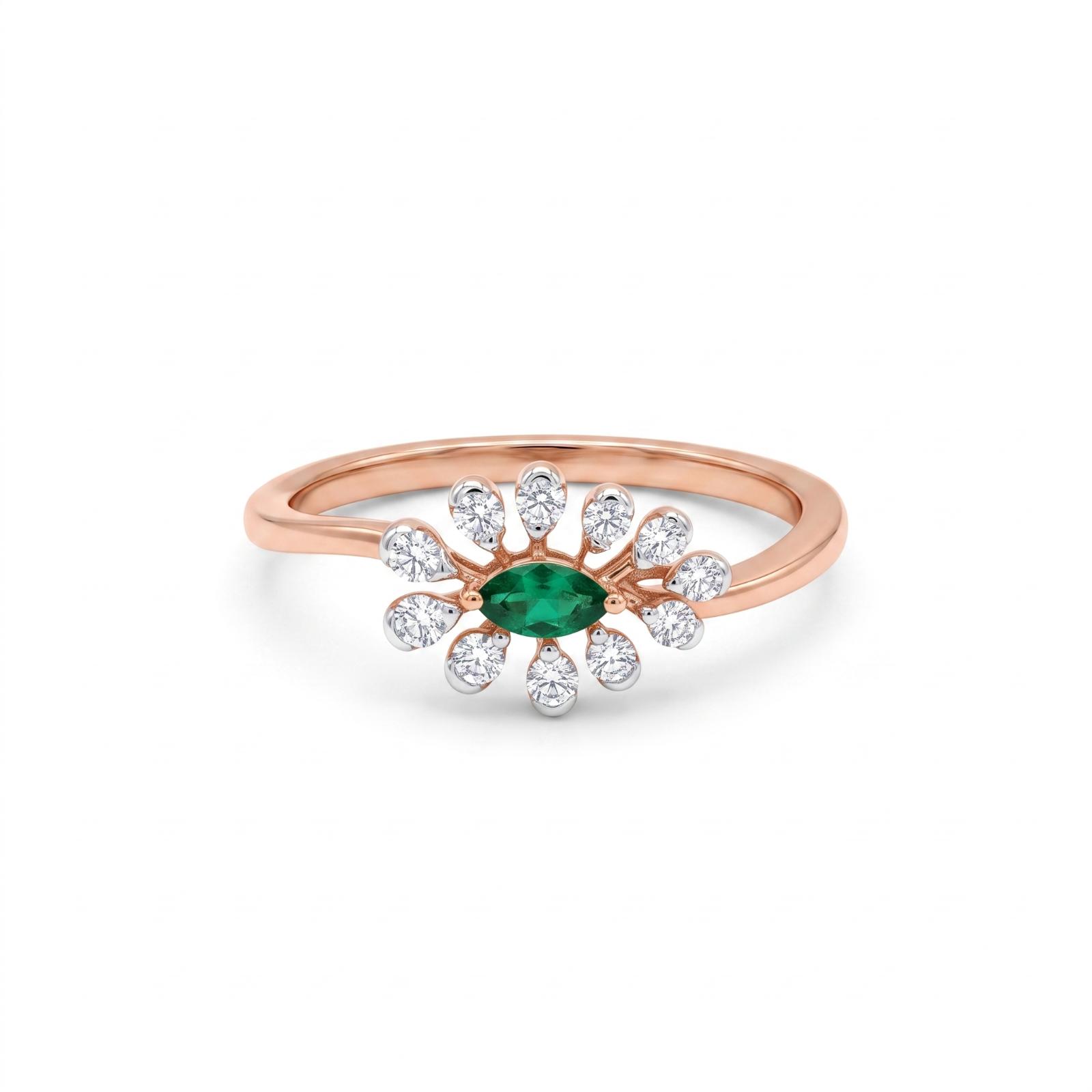 Premium Natural Emerald Diamond Ring in 18K Gold - Image 4