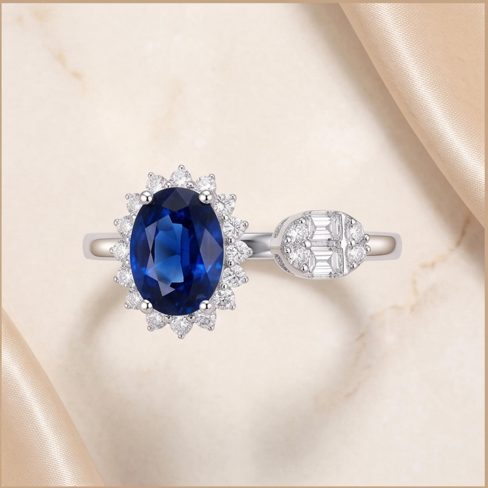 Sapphire Royale Natural Sapphire Ring with Natural Diamonds - Image 4