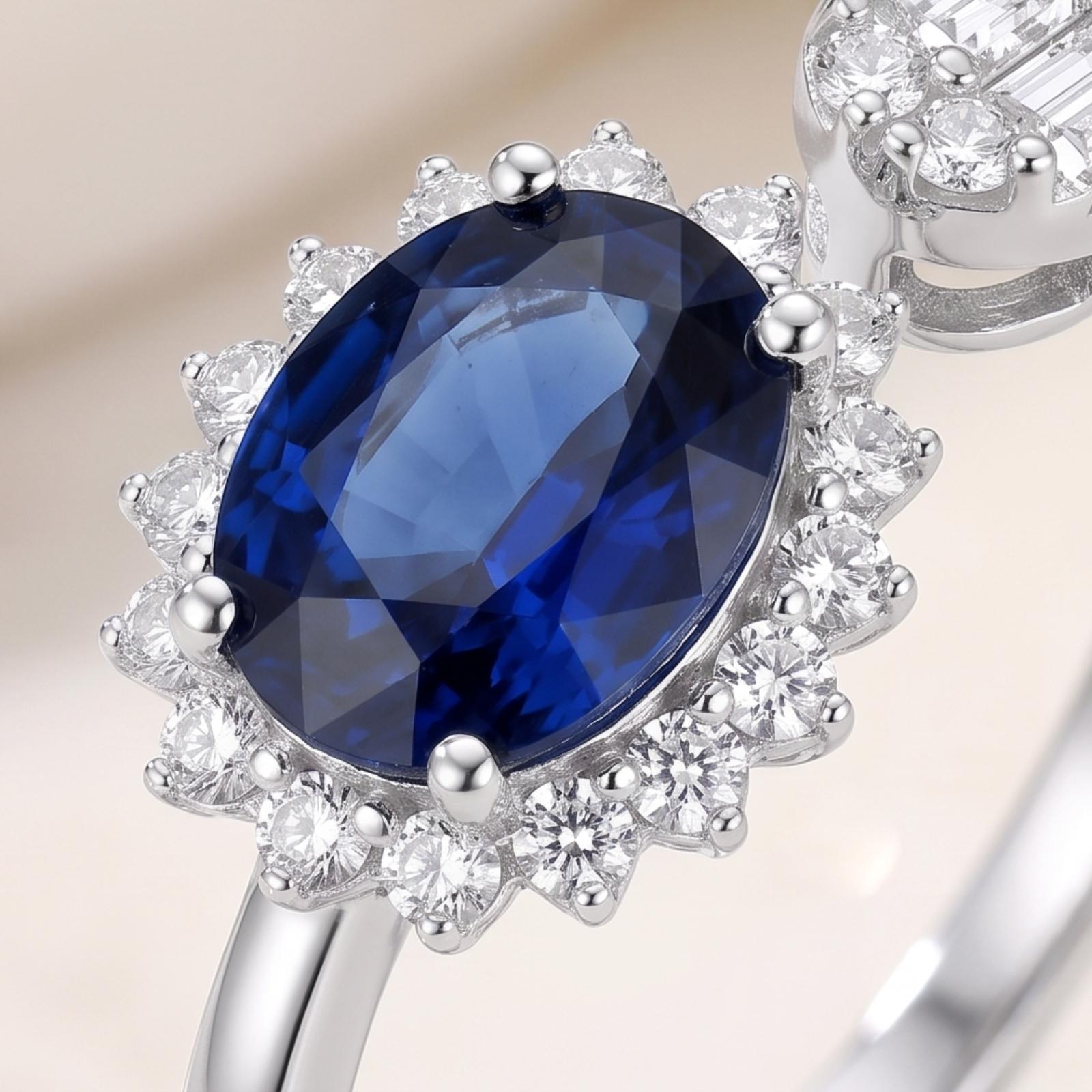 Sapphire Royale Natural Sapphire Ring with Natural Diamonds - Image 3