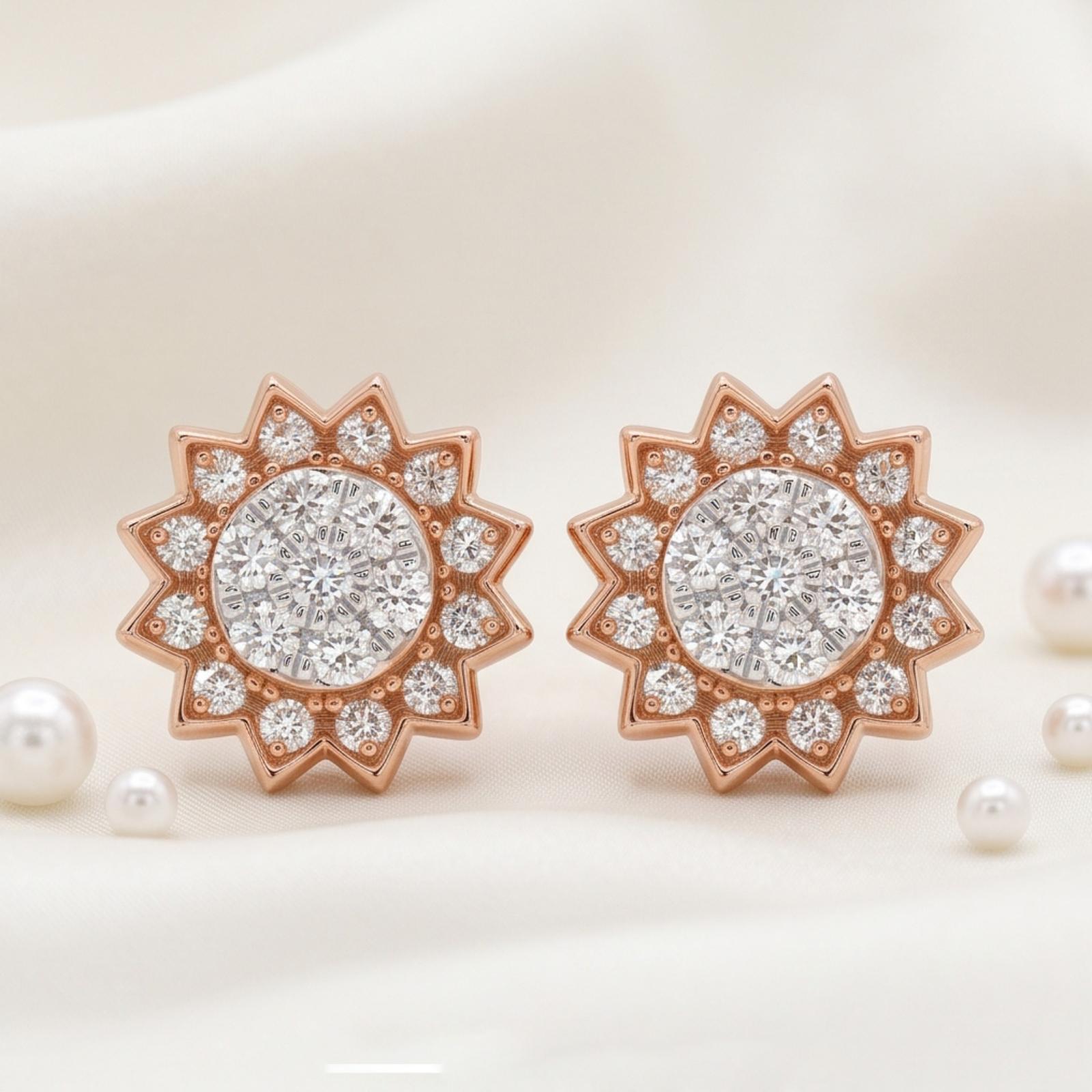 Exquisite 14K Gold and Diamond Earrings Perfect for Celebrations, Parties, and Elegant Evenings - Image 4