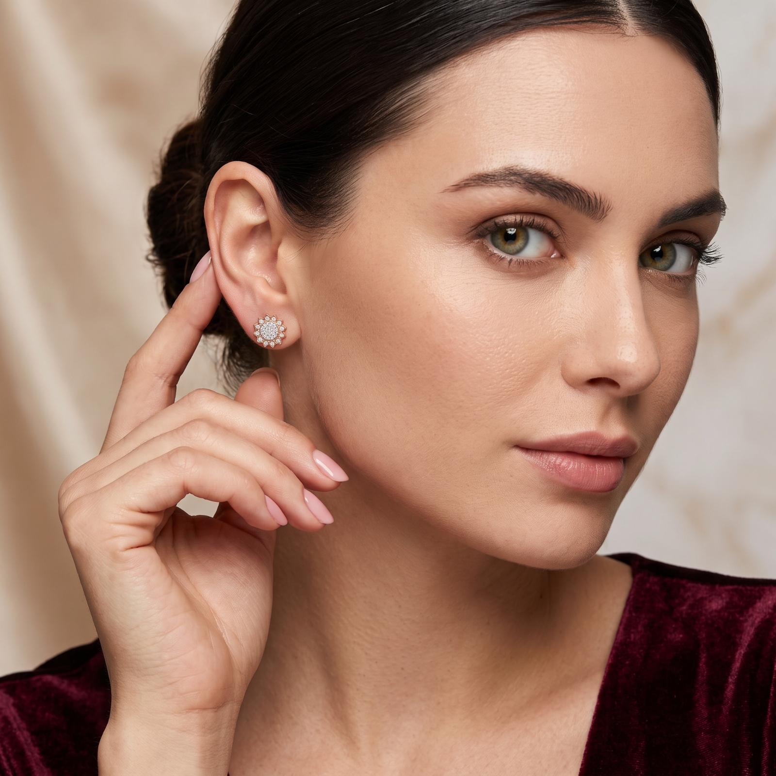 Exquisite 14K Gold and Diamond Earrings Perfect for Celebrations, Parties, and Elegant Evenings - Image 3