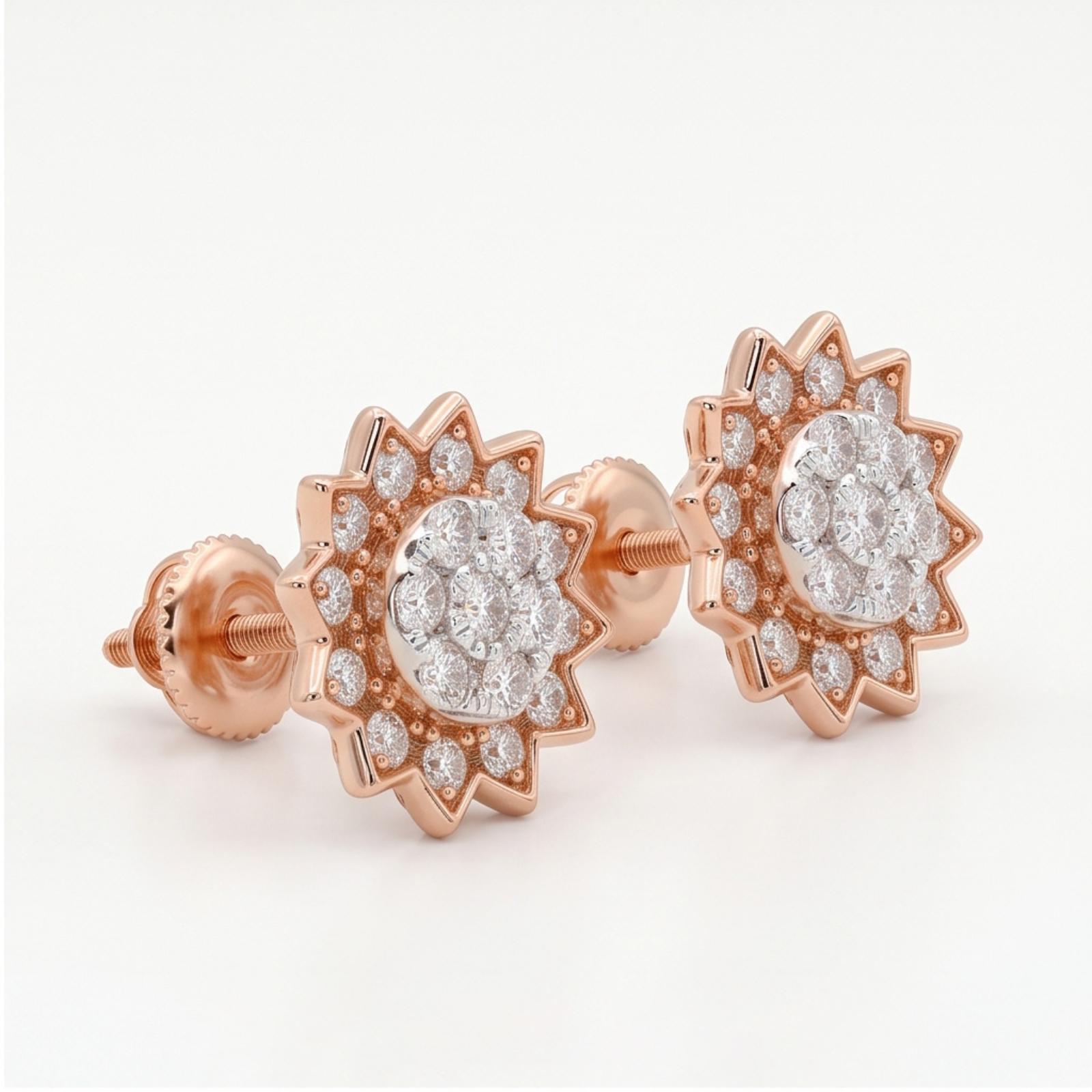 Exquisite 14K Gold and Diamond Earrings Perfect for Celebrations, Parties, and Elegant Evenings - Image 5