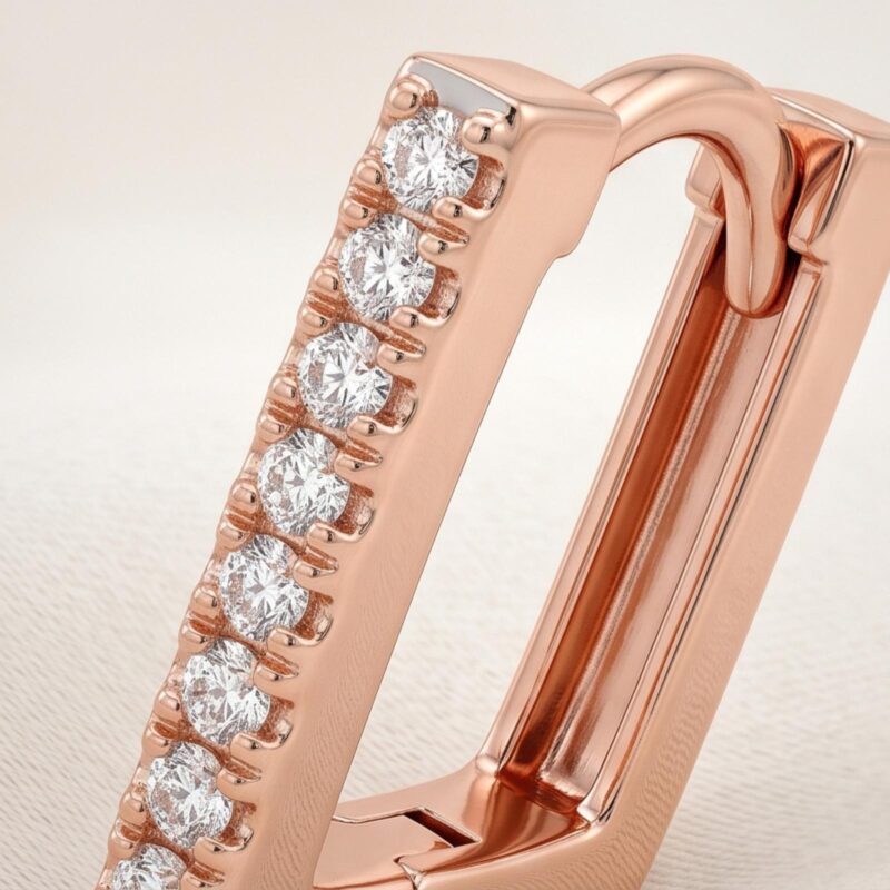Alternative view of Timeless 18K Gold Earrings with Natural Diamonds for a Luxurious and Sophisticated Look
