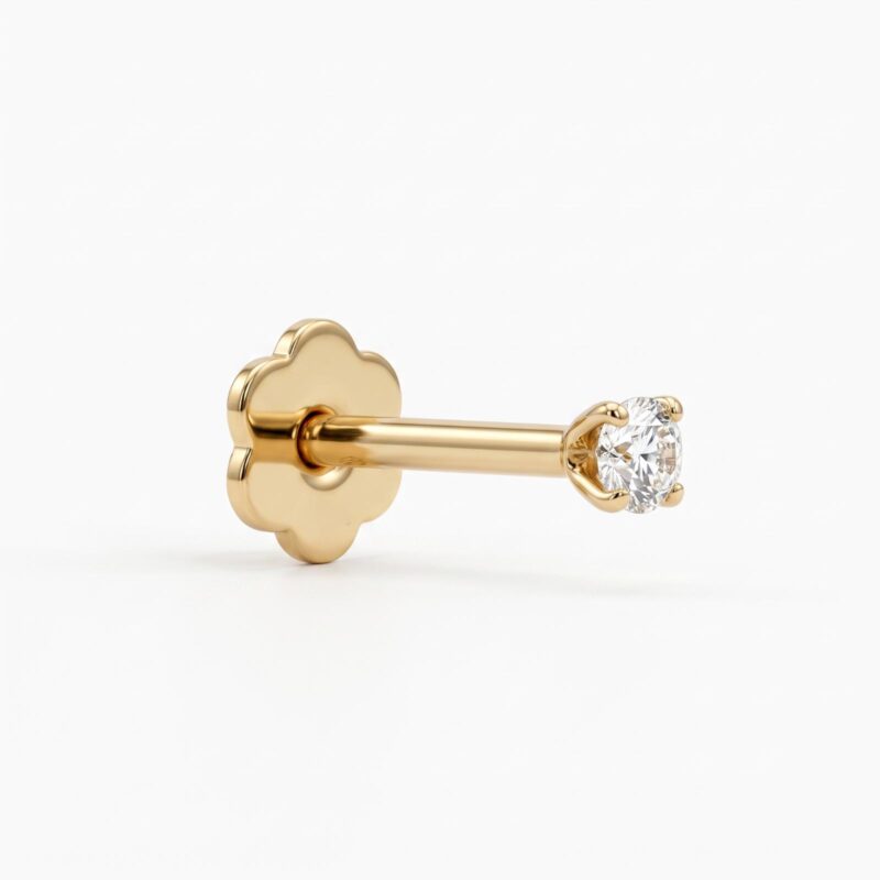 18K Gold Natural Diamond Nosepin for Women