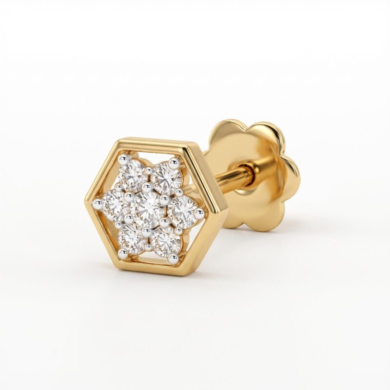 Elegant Natural Diamond Nosepin in 18K Gold