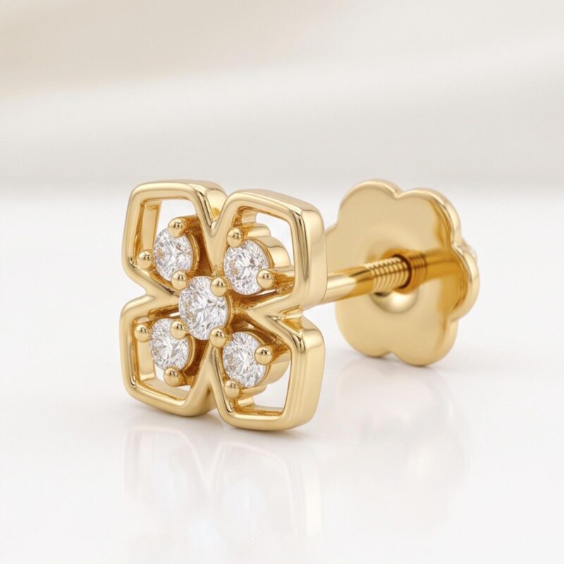 18K Gold Solitaire Natural Diamond Nosepin