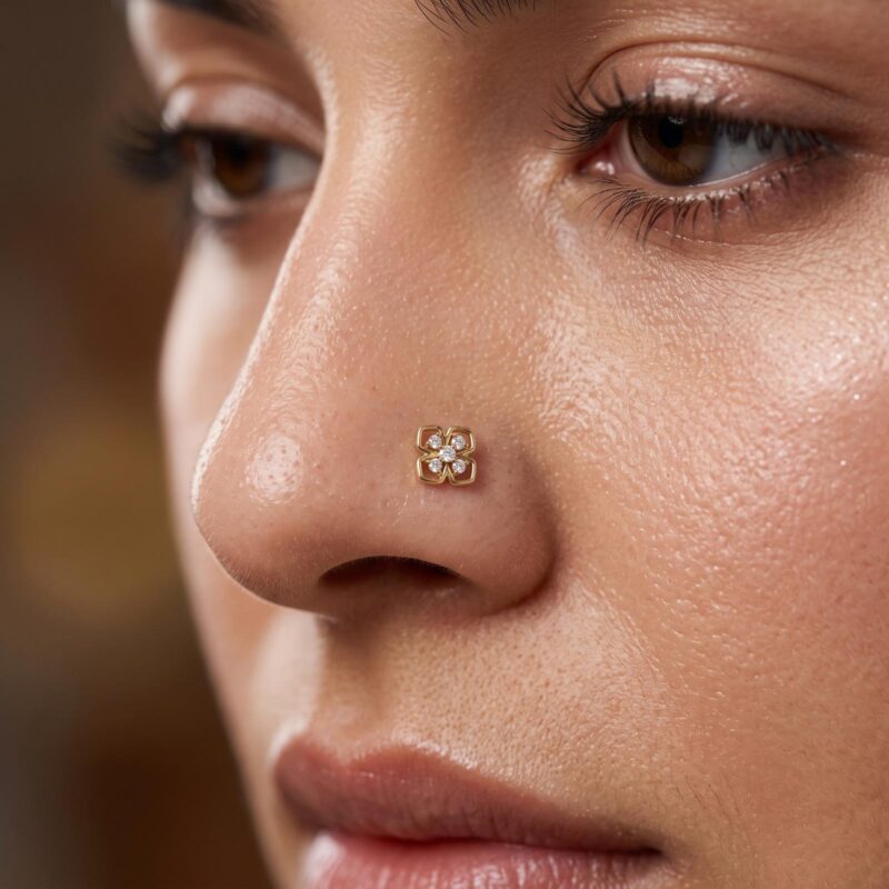 Alternative view of 18K Gold Solitaire Natural Diamond Nosepin