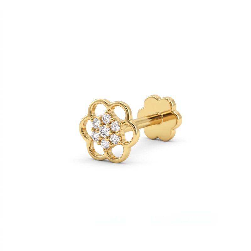 18K Gold Natural Diamond Nosepin Jewellery