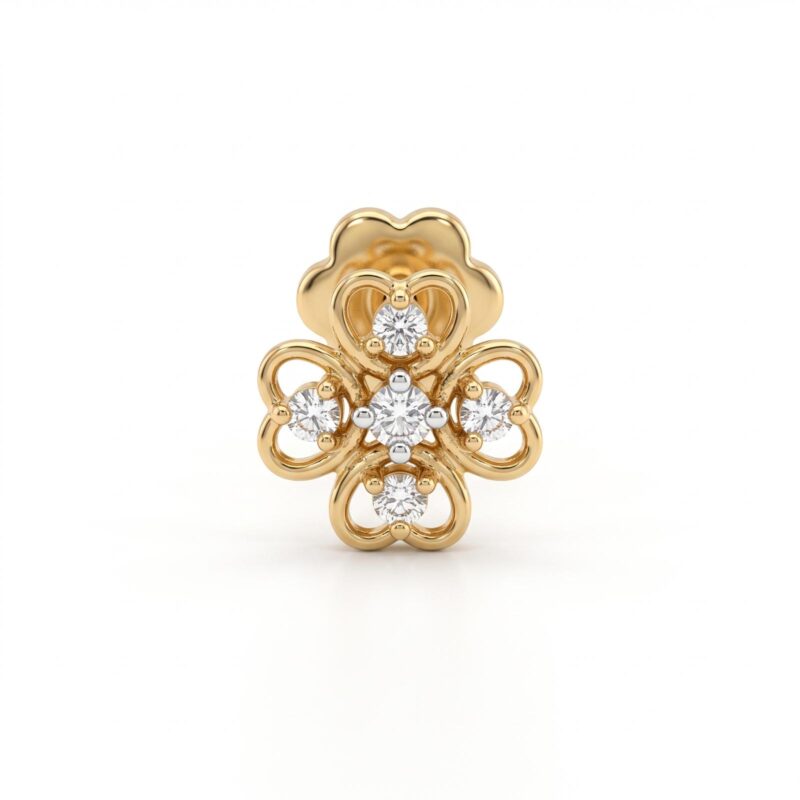 Alternative view of Designer 18K Gold Natural Diamond Nosepin