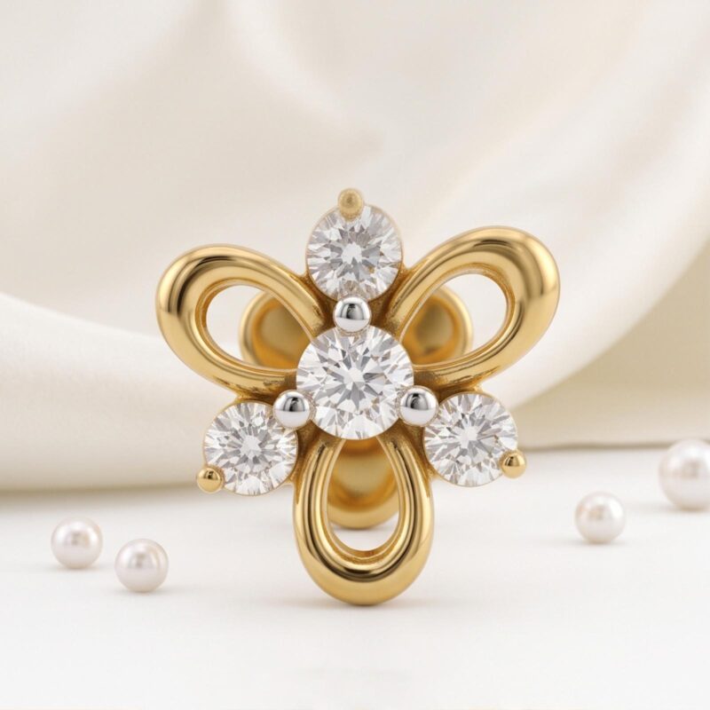 18K Gold Nosepin Featuring a Natural Diamond