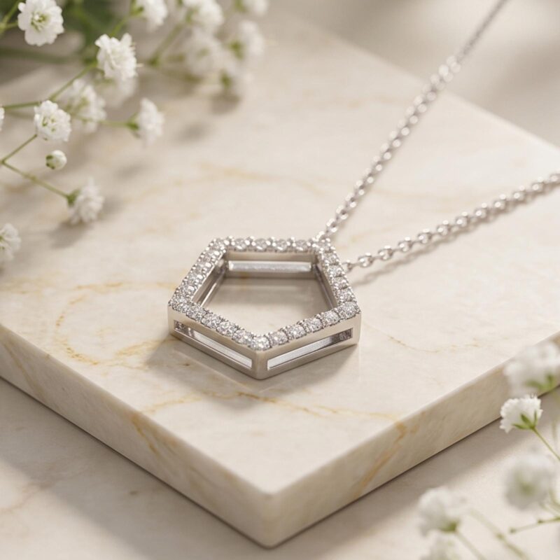Alternative view of Exquisite 18K Gold Diamond Pendant with Chain for Special Occasions Elegant Gifting and Everyday Luxury from Bafleh Jewellery