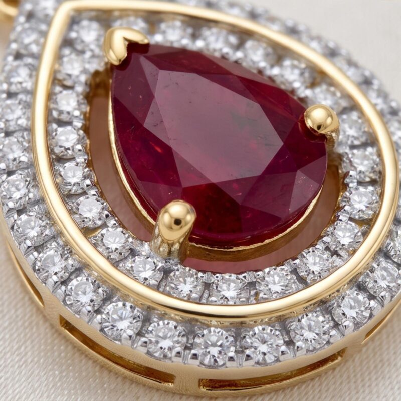 Alternative view of Natural Ruby Pendant in 18K Yellow Gold