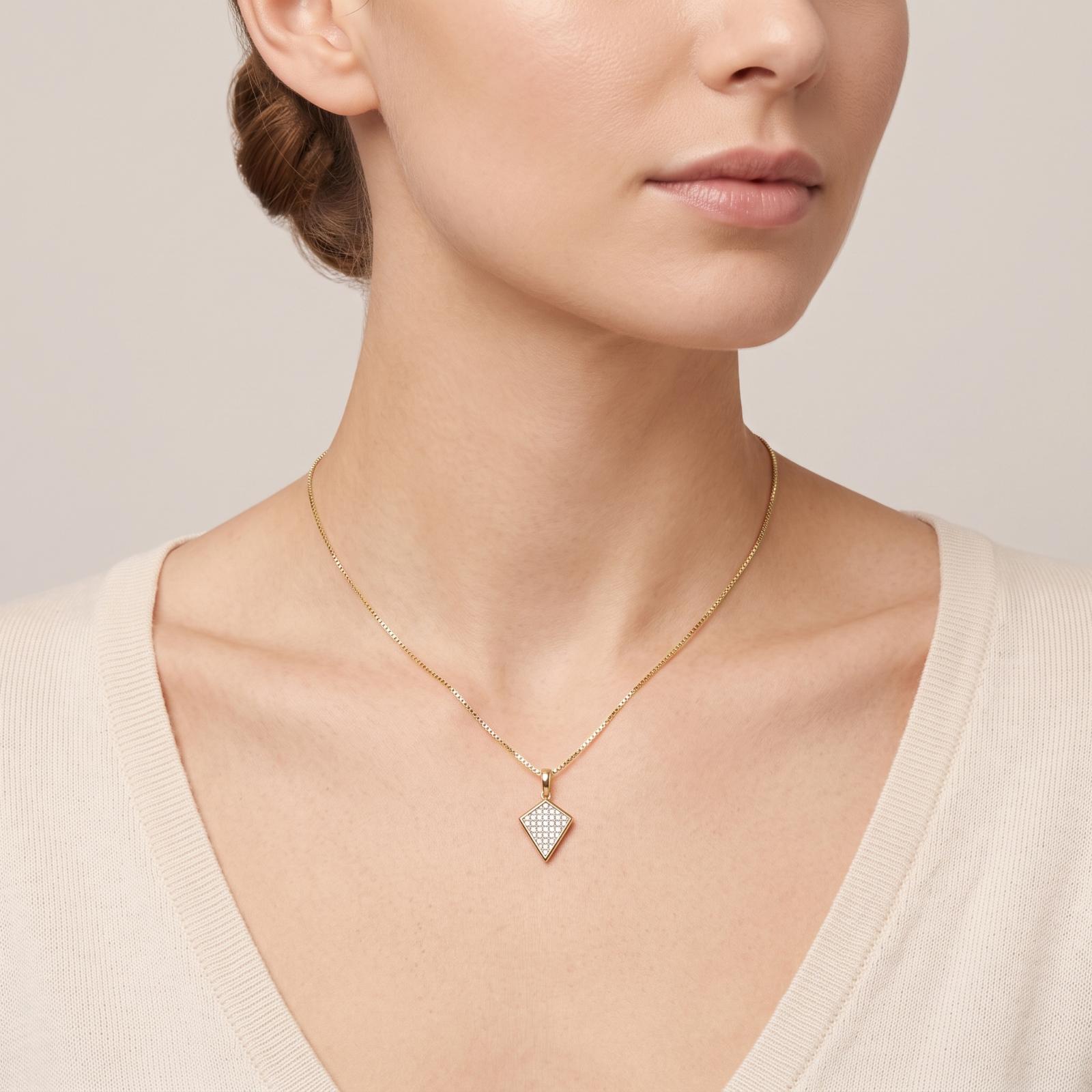 18K Gold Diamond Pendant with Chain Combining Timeless Gold Craftsmanship and Natural Diamond Brilliance from Bafleh Jewellery - Image 4