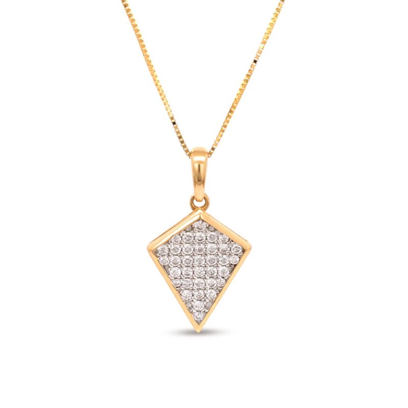 18K Gold Diamond Pendant with Chain Combining Timeless Gold Craftsmanship and Natural Diamond Brilliance from Bafleh Jewellery