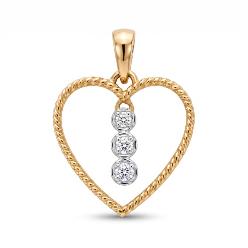 Elegant Heart Shape 18K Gold & Lab Grown Diamond Pendant