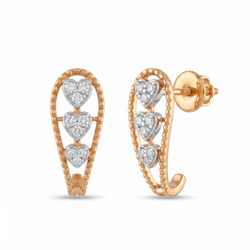 Explore Elegant and Sophisticated 18K Gold Diamond Earrings Designed for Modern Women at Bafleh Jewellery