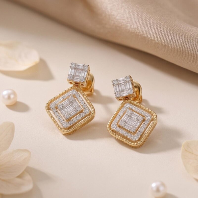 Alternative view of Shop Beautifully Crafted 18K Gold Diamond Earrings for Every Special Occasion at Bafleh Jewellery