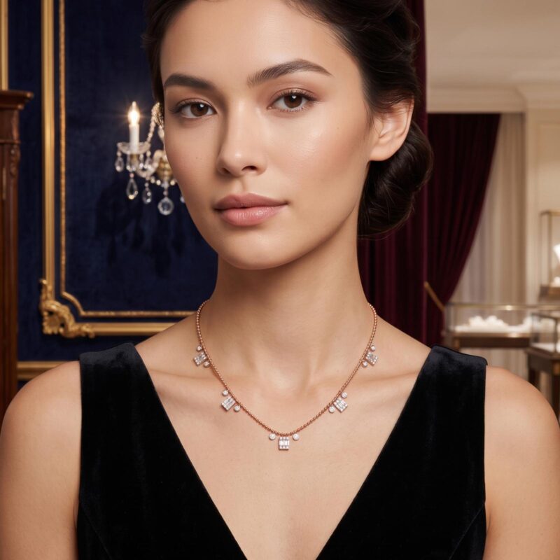 Alternative view of 50 -AN-98706-34-FM -18K Gold & Diamond Neclace