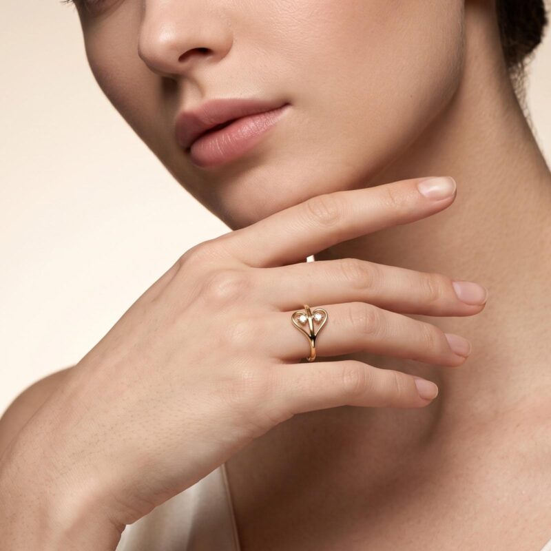 Alternative view of Delicate Lightweight 18K Gold Ring With Sparkling Natural Diamond Elegance