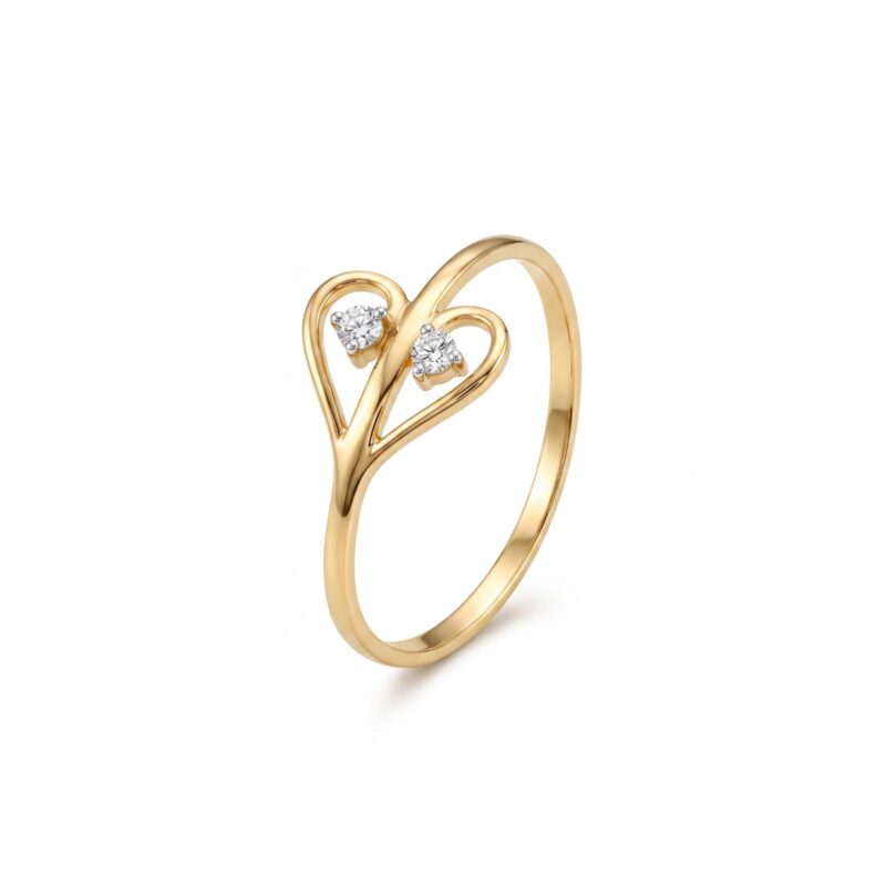 Delicate Lightweight 18K Gold Ring With Sparkling Natural Diamond Elegance